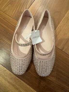 Crewcuts Blush Pink Jeweled Mary Jane Flats